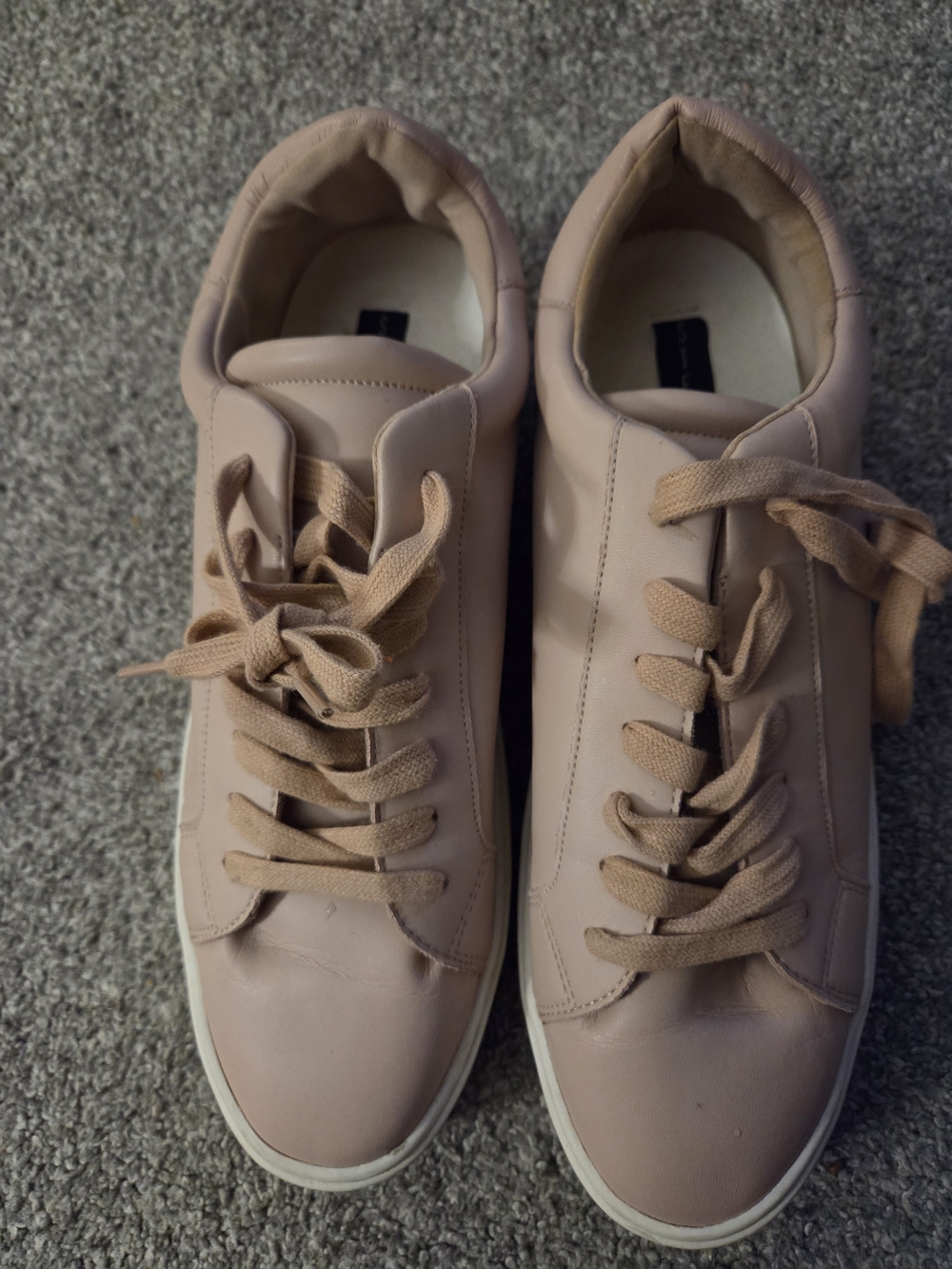 Steve MADDEN Womens 100% Leather Casual Lace-Up Sneakers in Blush